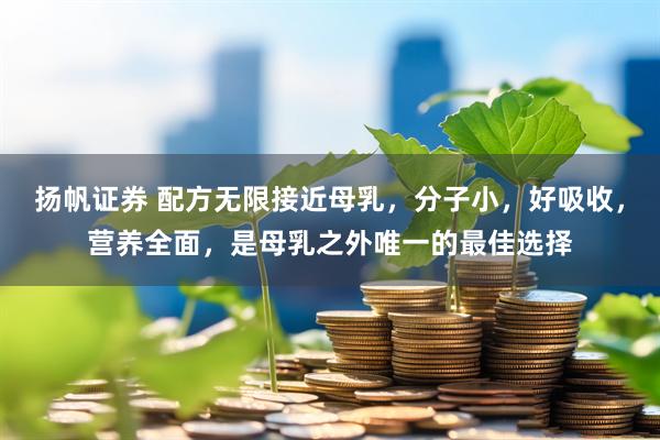 扬帆证券 配方无限接近母乳,分子小,好吸收,营养全面,是母乳之外唯一的最佳选择