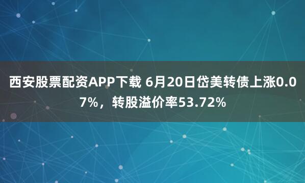 西安股票配资APP下载 6月20日岱美转债上涨0.07%，转股溢价率53.72%