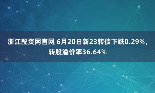 浙江配资网官网 6月20日新23转债下跌0.29%，转股溢价率36.64%